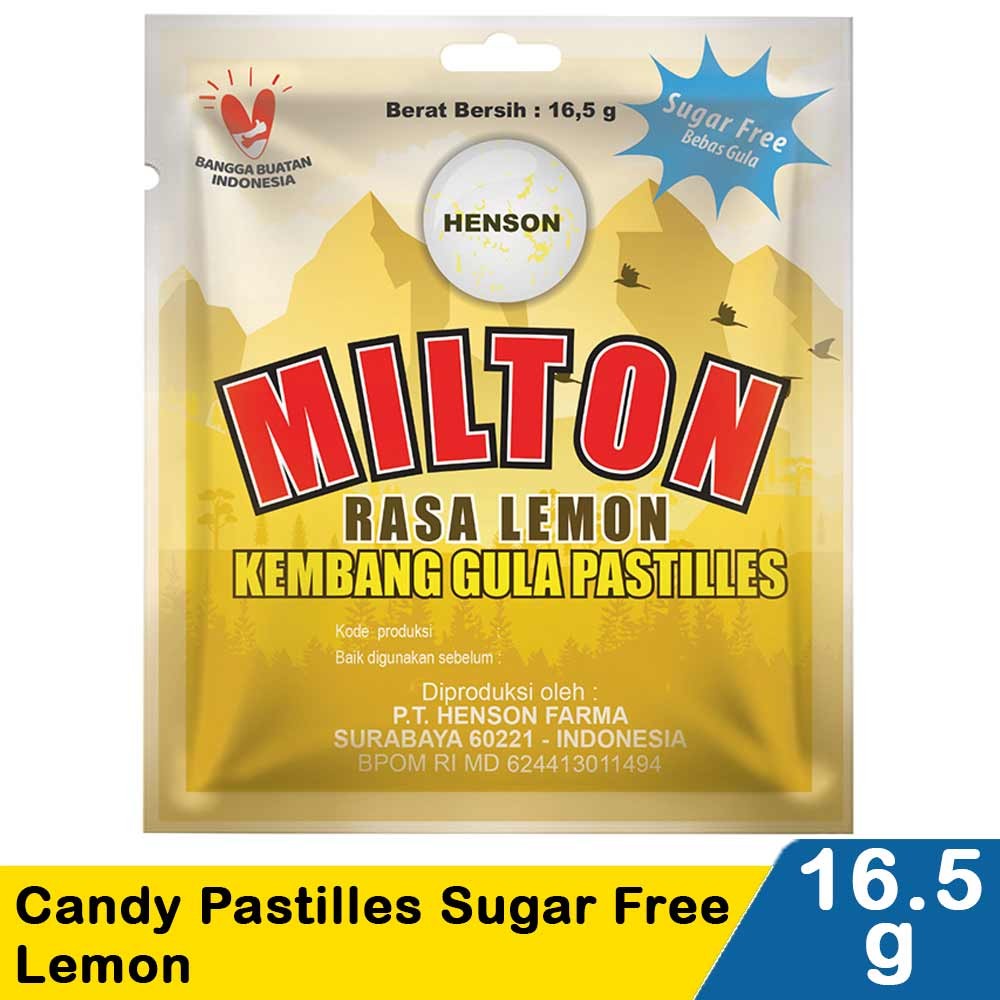 MILTON CANDY PASTILLES SUGAR FREE LEMON 16.5g