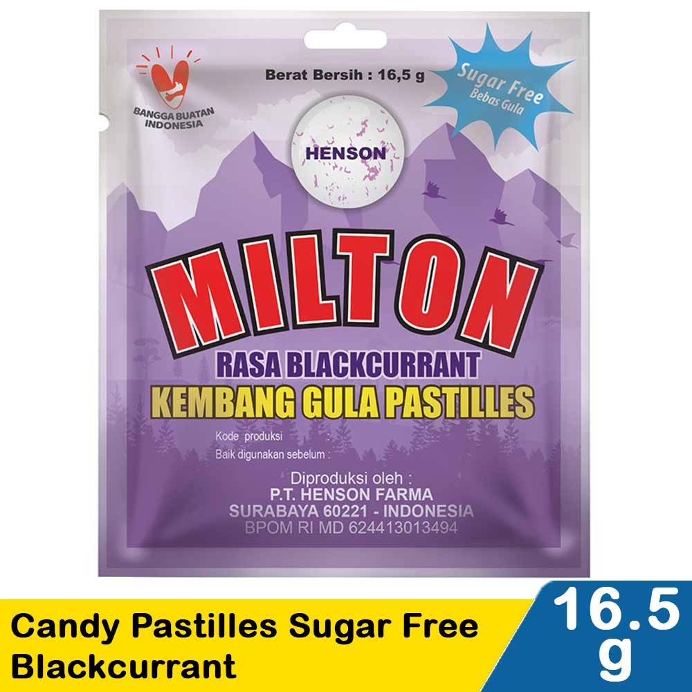 MILTON CANDY PASTILLES SUGAR FREE BLACKCURRANT 16.5g