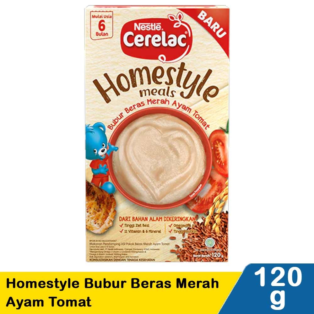 NESTLE CERELAC HOMESTYLE BUBUR BERAS MERAH AYAM TOMAT 120g