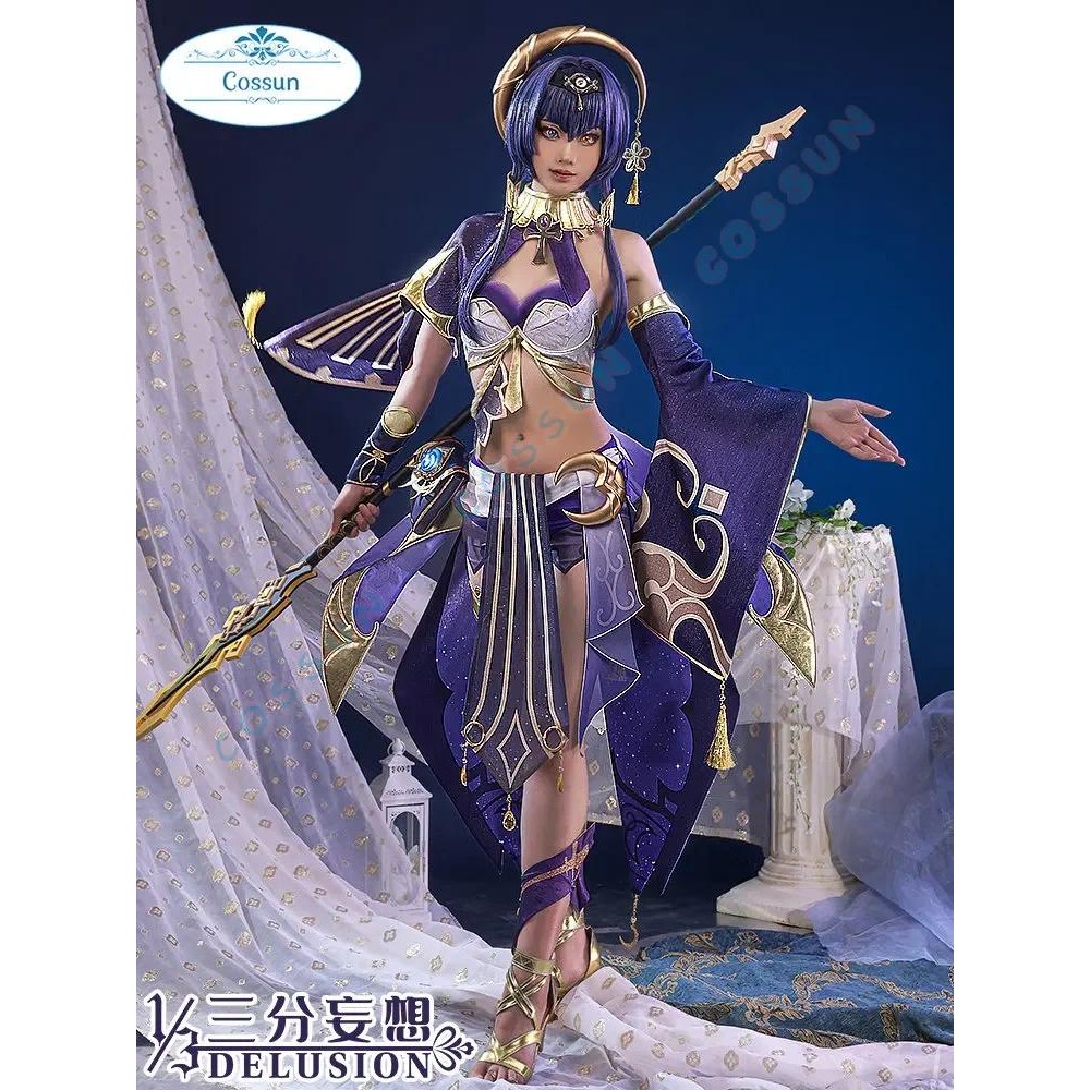 Genshin Impact Candace Cosplay Costume Halloween Party Outfit Women Black Skin Heteropupil Game Suit