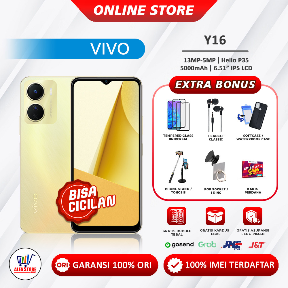 Vivo Y16 ram 4/128gb ram 4/64gb ram 3/64gb ram 3/32gb garansi resmi