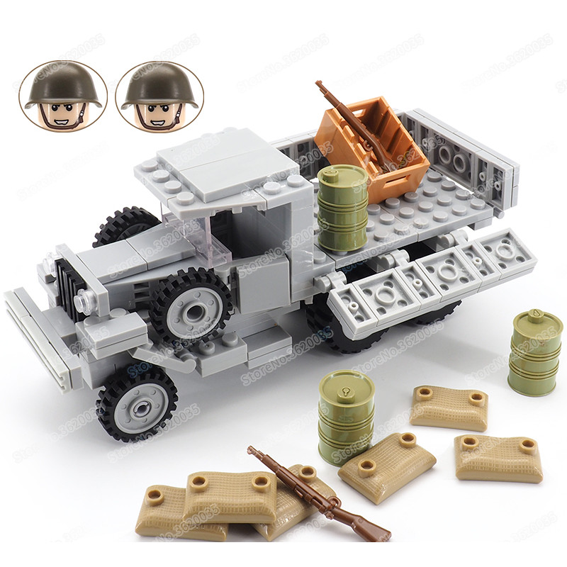 Logistics Military GAZ Truck Buig Block Moc WW2 Figures Soviet Army Transporter Army Model ild Gifts