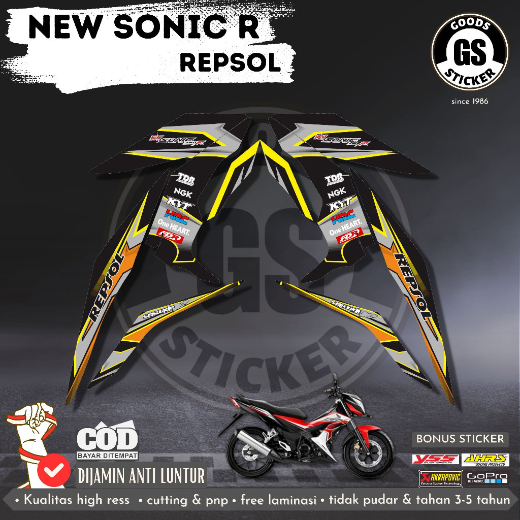 [COD] Stiker Striping Honda SONIC 150R 150 R kode Repsol - Sticker Setiker Setriping List Variasi Se