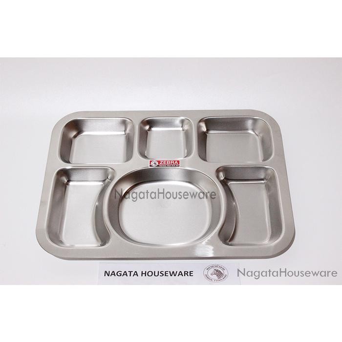 Piring Makan 6 Sekat Stainless / Piring Makan Stenlis Piring Kantin 6 Compartment Tray Zebra 132040