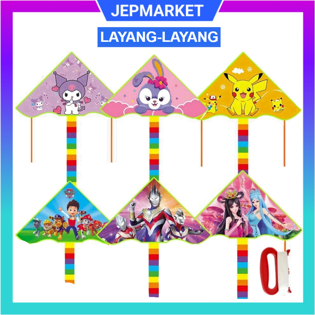 Layangan Hias Parasut / Layangan-Layangan Karakter / Layangan Parasut Portable Karakter / Layangan A