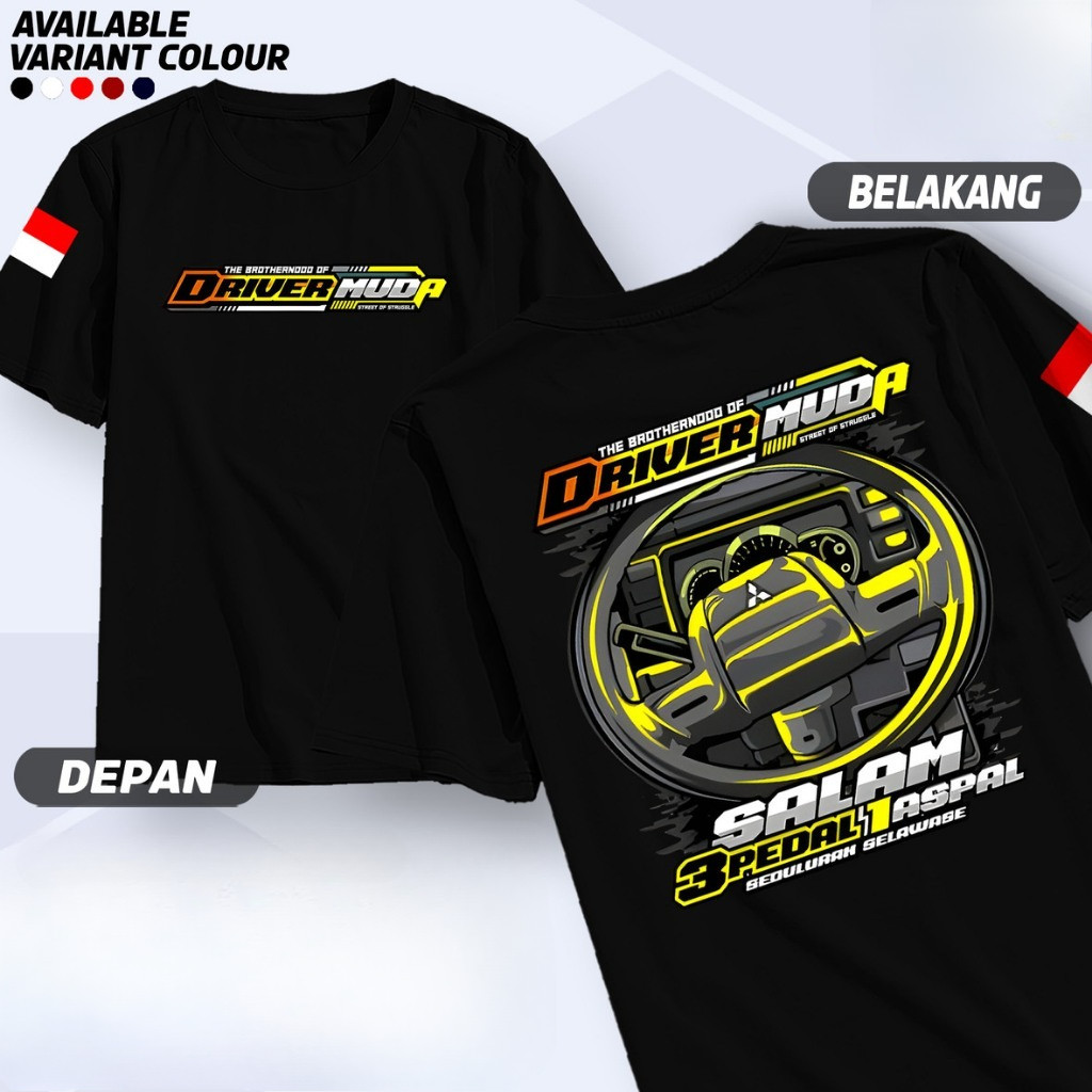 Kaos DRIVER MUDA (Salam 3 Pedal) Baju Kata Kata Driver Sopir Keren Distro- Tshirt Pekerja Keras