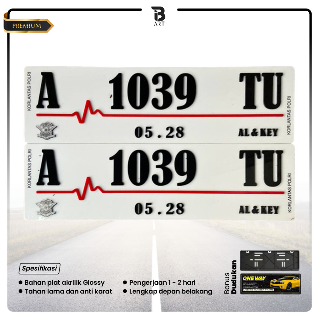 Plat Nomor Mobil Putih / Plat Nomor Mobil Variasi Akrilik / Plat Nomor Mobil Font Baru  / Plat Nomor