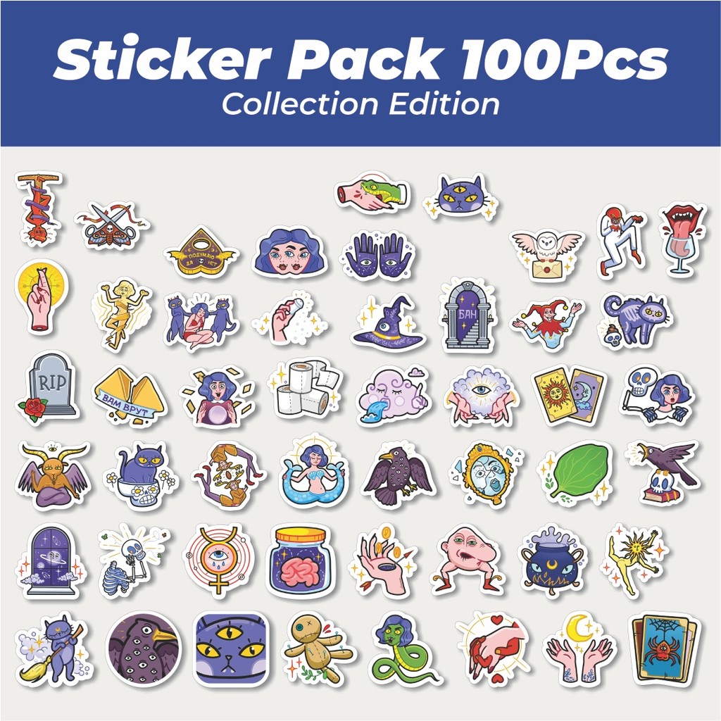 Hot Stiker Funny character Mystical Whisper sticker pack Lucu Anti Air Stikers Berperekat Waterproof