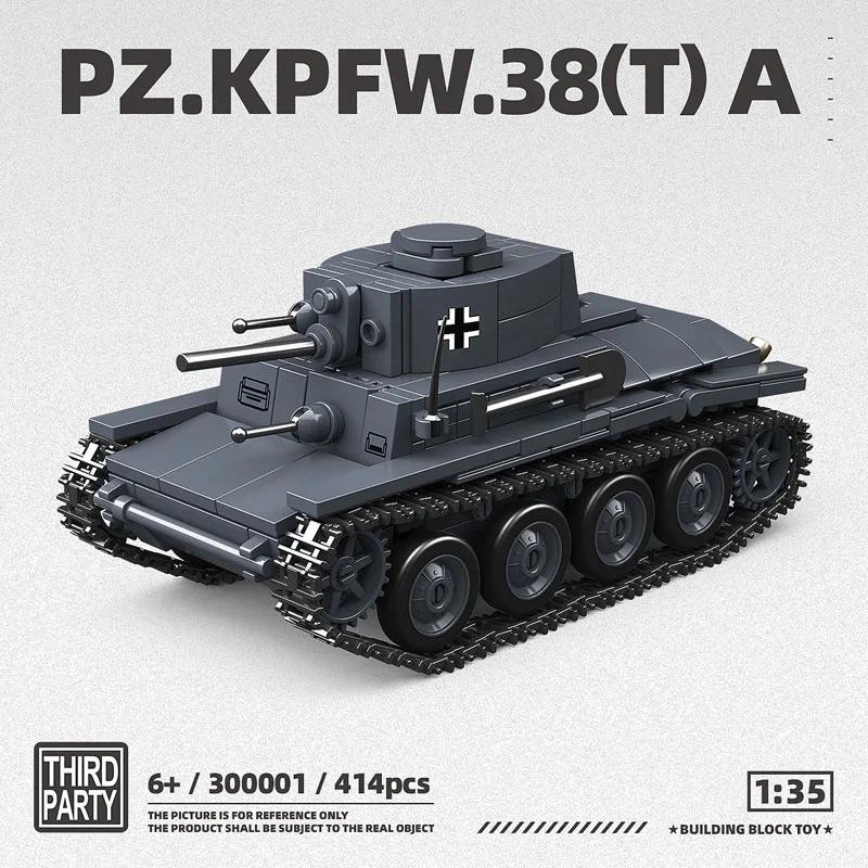 Ww2 German Light Tank PZ.KPFW.38(T)A Military Series WW2 Tank Buig Blocks  Bricks Model Set Toys for