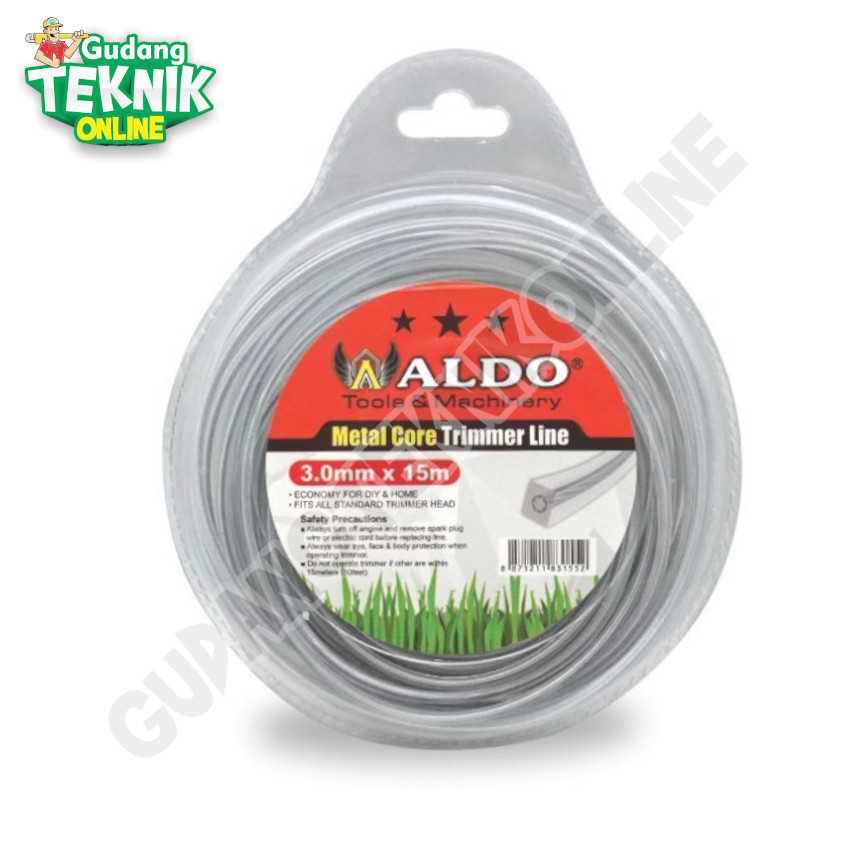 behappy.shop - Tali Senar Potong Rumput Metal 3x15m ALDO Nylon Gerigi / Mata Pisau Senar Bulat Mesin
