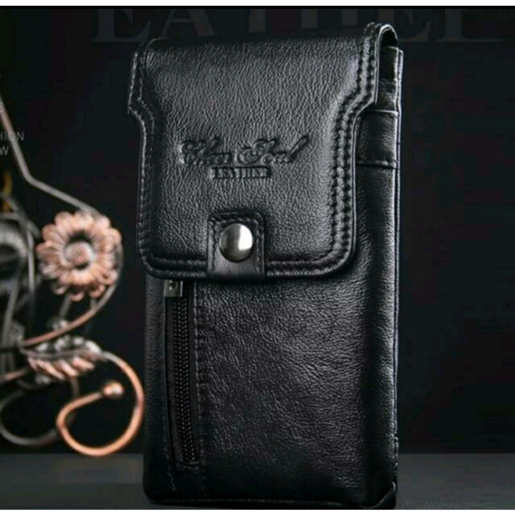 Dompet Kulit Pria - Dompet Hp Pinggang Kulit import 3227 Tinggi 17cm