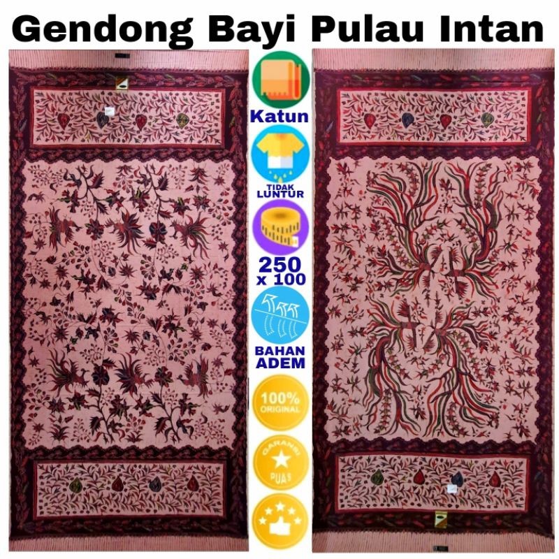 Selendang Pulau Intan Gendong Bayi Kain Batik Motif Bunga Cukin Jarik Tradisional Sewek Panjang New