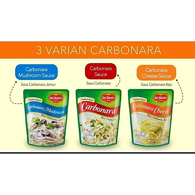 Delmonte Carbonara/Carbonara Mushroom/Carbonara Cheese 180gr
