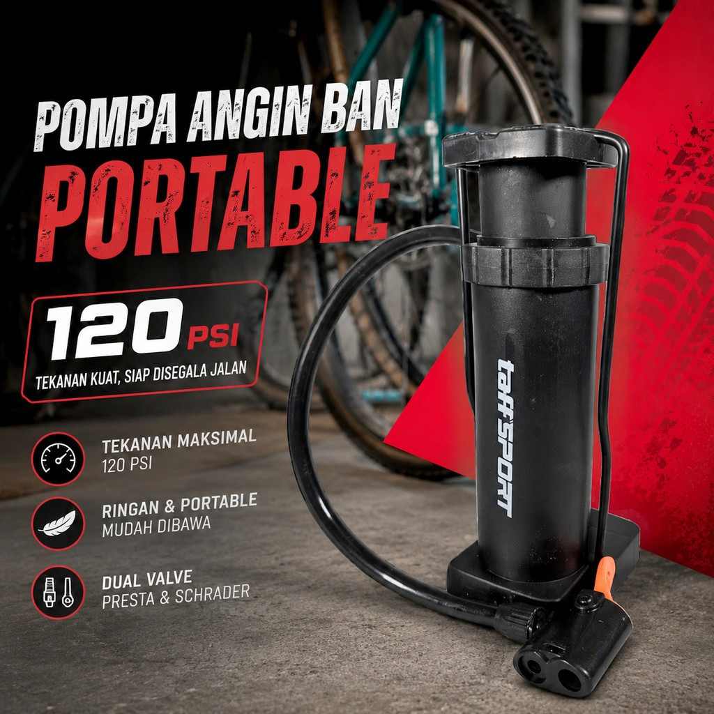[SP366] Pompa Angin Sepeda Serbaguna Portable Pump 120 PSI