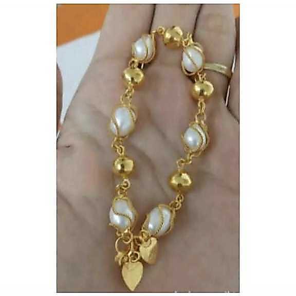 Gelang Titanium Mutiara Putih kombinasi fhasion gelang