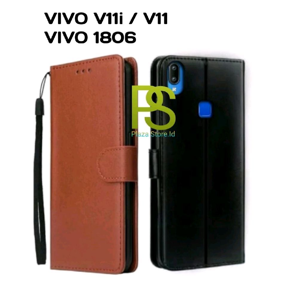 Case Untuk Hp VIVO V11i / V11 / Vivo 1806 Flip Cover Wallet Leather Casing Dompet Kulit.