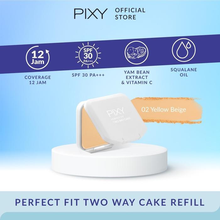 PIXY TWC Perfect Fit Two Way Cake Refill 12.2g - Bedak Padat Ringan untuk Hasil Natural - 02 Yellow 