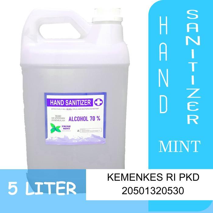 Hand Sanitizer / HANDSANITIZER MENTHOL cair/spray 5 liter alkohol 70% - menthol