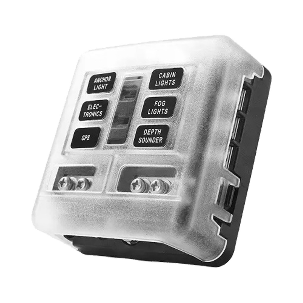 6-Way Blade Fuse Box Holder Sekring Box Dengan Indikator LED Fuse Block Waterproof