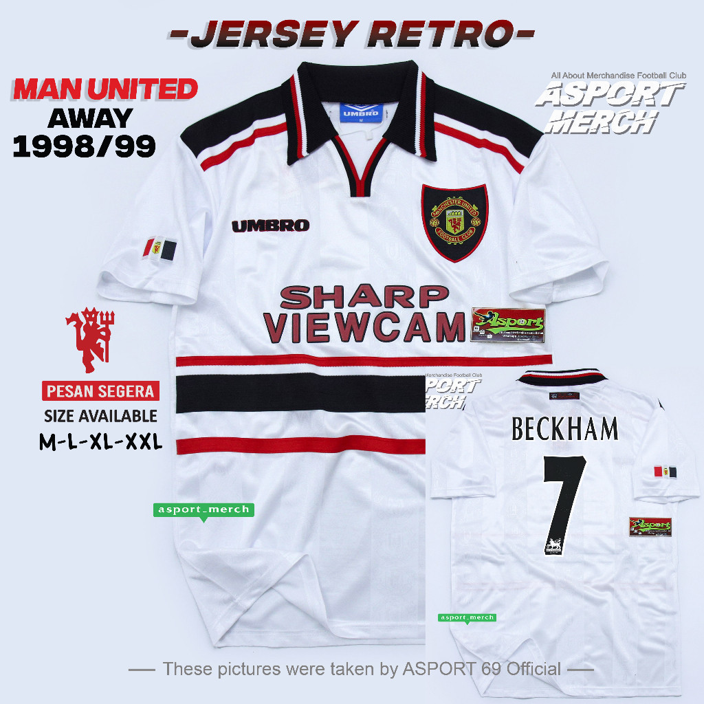 RETRO MU MAN UNITED AWAY 1997 1998 1999 SHARP VIEWCAM