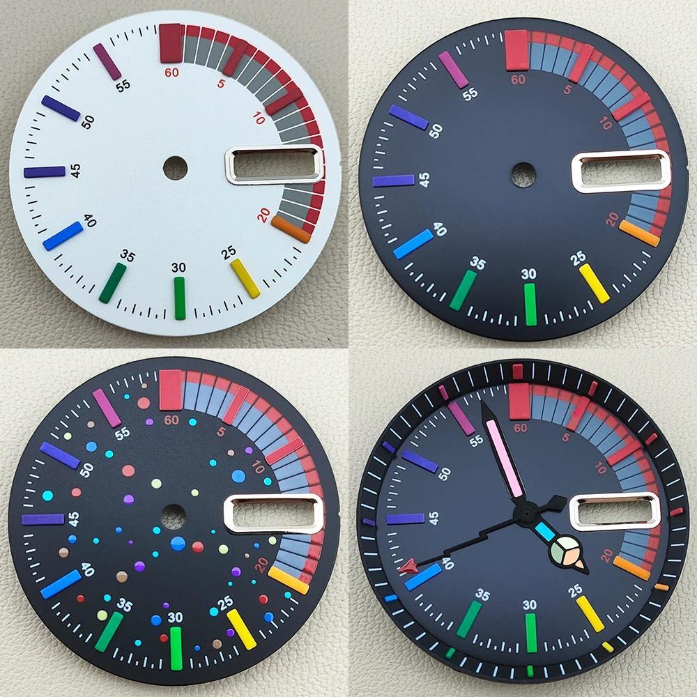 NH36 dial 28.5mm dial watch dial green luminous watch dial Custom Logo Rainbow color 3 o'clock posit