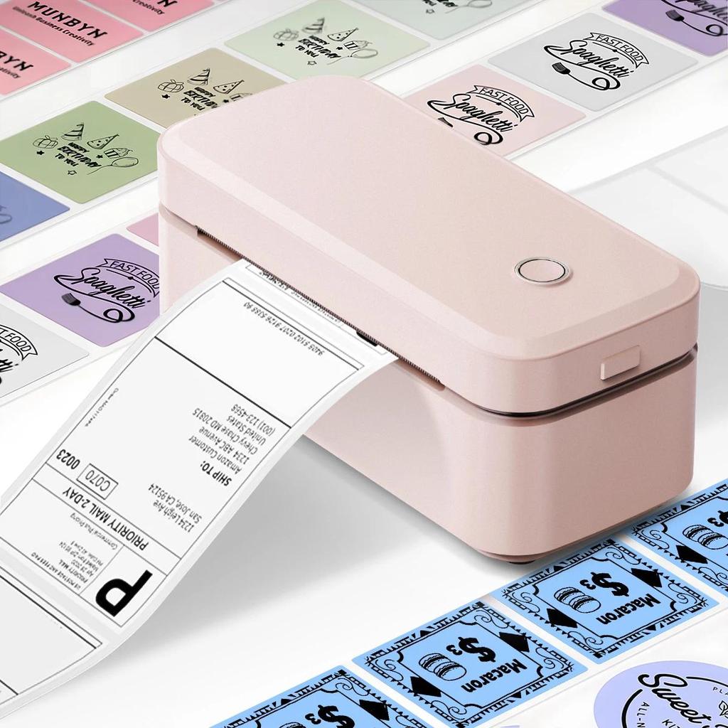 Marklife Thermal Label Printer X4 Pink Mini Bluetooth Small Shipping Printer Printeing 4X6inch Used 