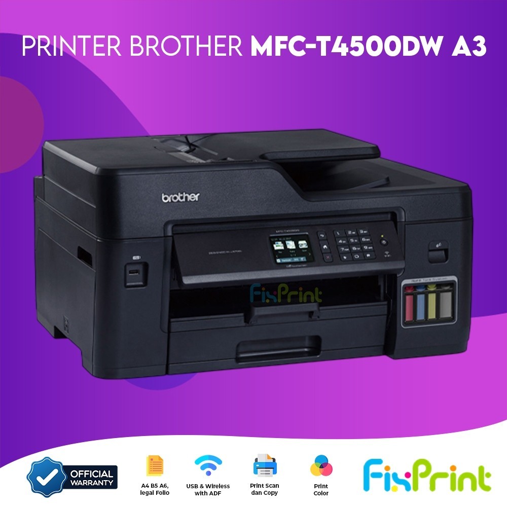 FixPrint Printer Brother MFC-T4500DW A3 / MFC-J3540DW Multifunction Wireless T4500-DW With FAX ADF &
