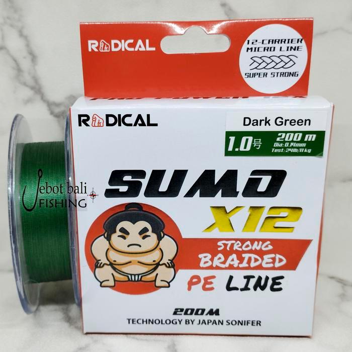 Senar PE Radical Sumo X12 - PE 0.6 0.8 1.0 200 meter - Tali Pancing UL - PE 1.0