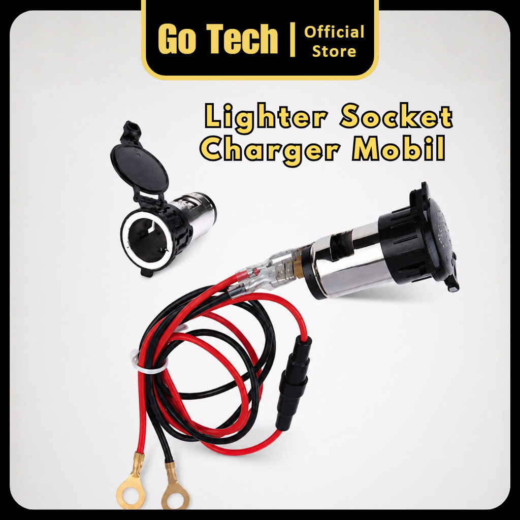 Go Tech - Pengisi Daya Mobil Lighter Socket Charger Cigarette Lighter Power Outlet Set Stop Kontak M