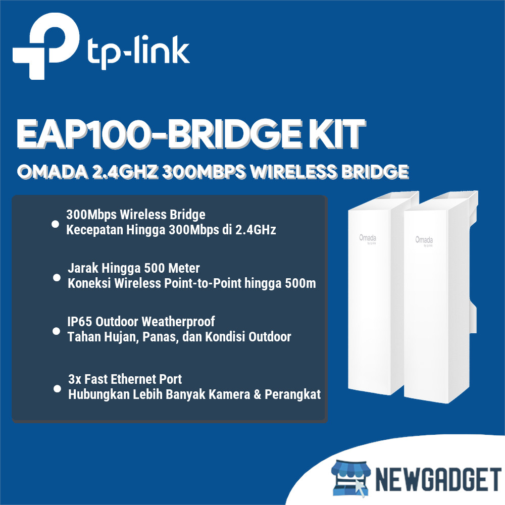 TP-LINK OMADA EAP100-BRIDGE KIT 2.4GHZ 300MBPS INDOOR/OUTDOOR WIRELESS BRIDGE 500M PTP