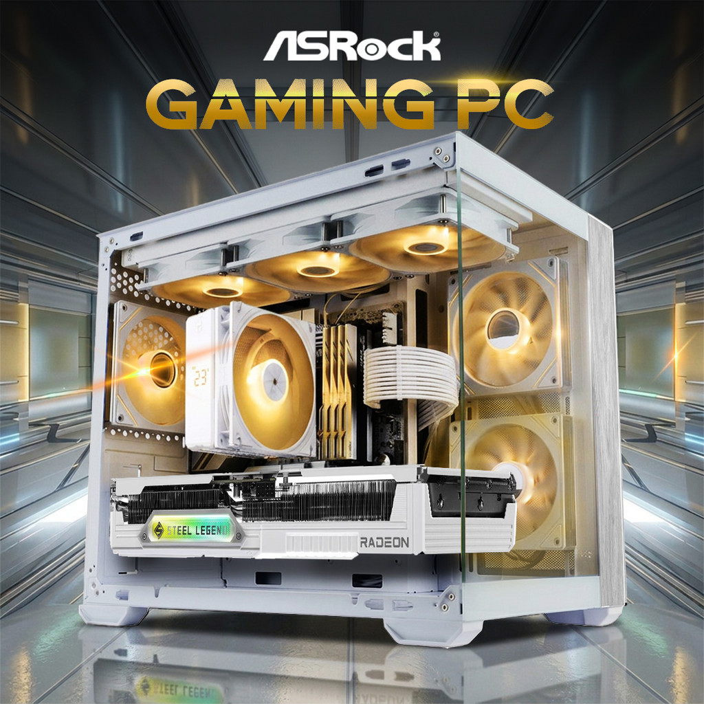 ASROCK GAMING PC RYZEN 7 5700X RX 9060 XT 16G/ 8GB 512GB RAKITAN PC GAMING WHITE EDITION