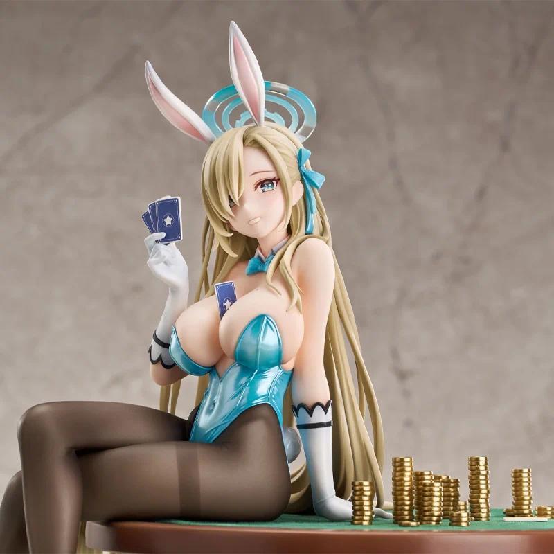 Blue Arive Iinose Asuna Bunny Girl Figure Casino Themed Anime PVC Statue Desktop Decor Collectible M