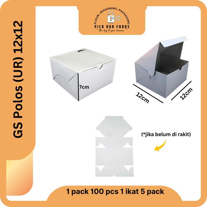 Dus Snack Polos Putih 12x12 | Dus Snack 12x14 | Dus Snack 12x16 Box - 12x12 Putih