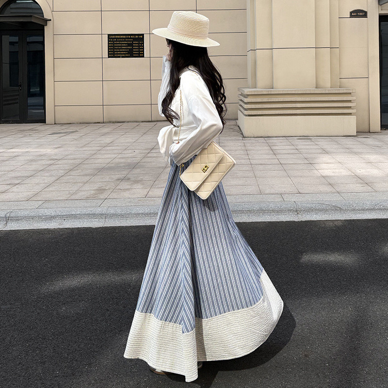 Busana Ratu COD  Rok Midi Bergaris Retro Jepang