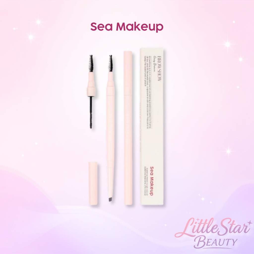 Sea Makeup Browshow Eyebrow Trio Kit 3in1 Pensil Alis Segitiga Spoolie Browcara Kuas Alis Eyebrow