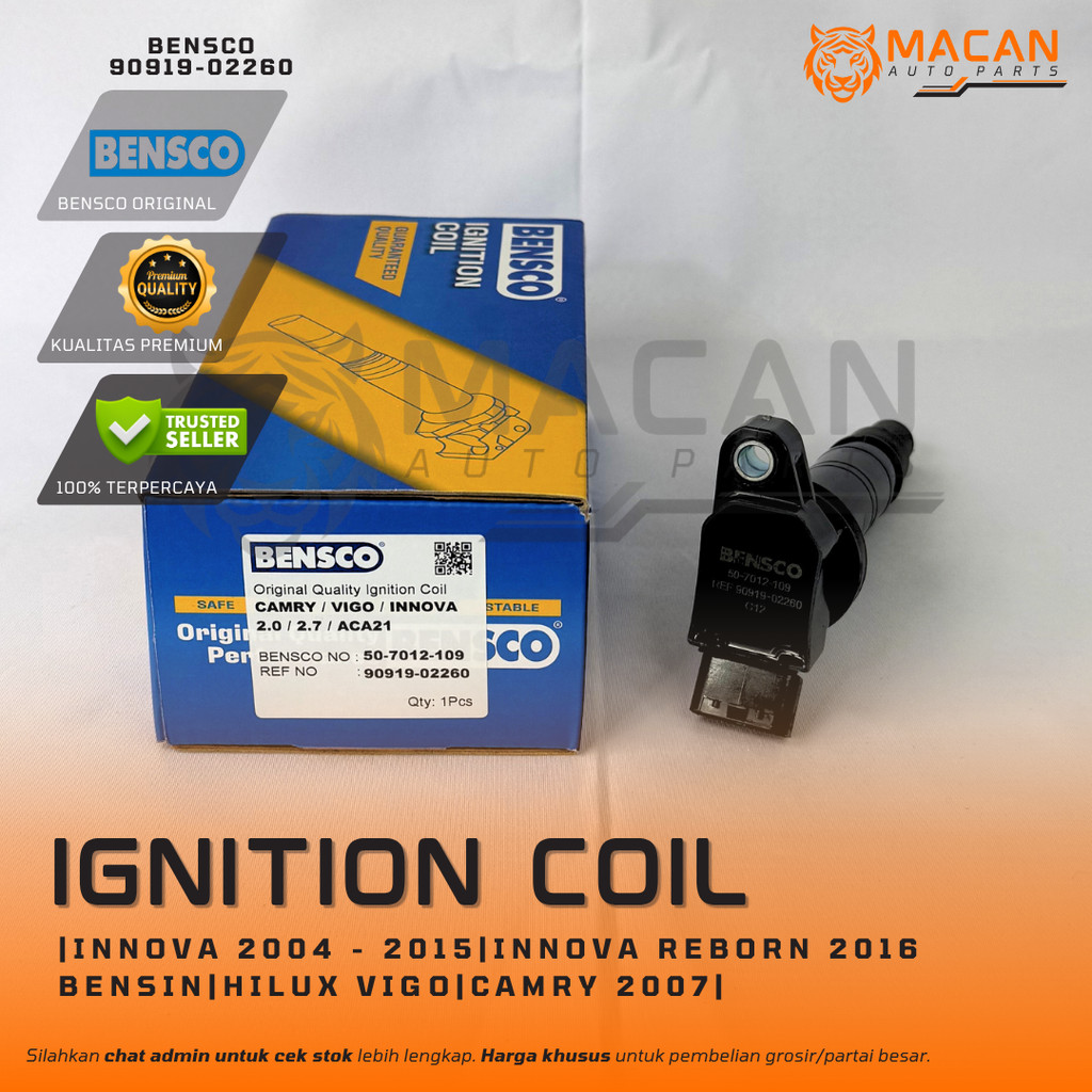 Ignition Coil Toyota Innova 2004 - 2015 Innova Reborn 2016 Bensin Hilux Vigo Camry 2007  Bensco 9091