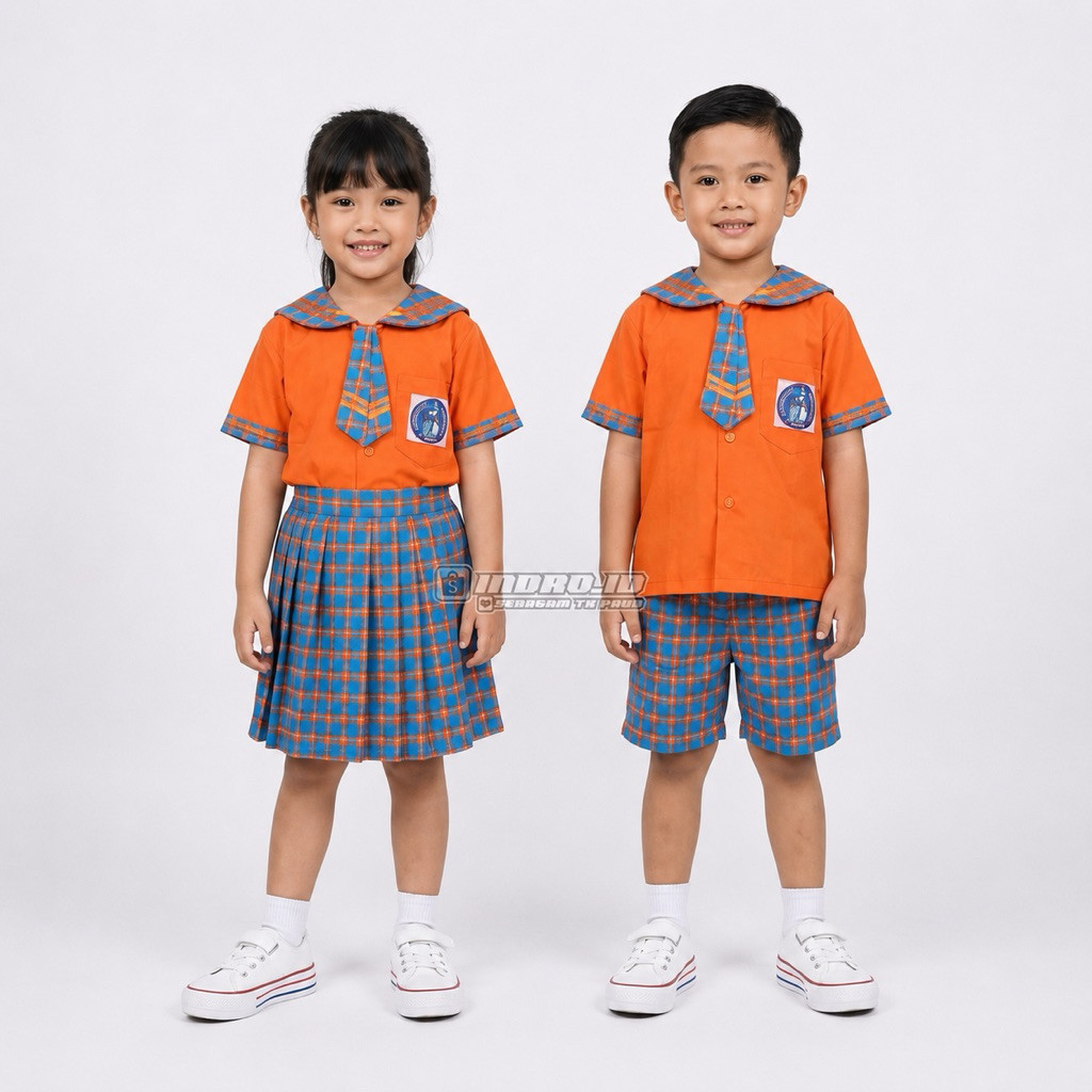 SERAGAM TK / PAUD KOTAK-KOTAK ORANGE