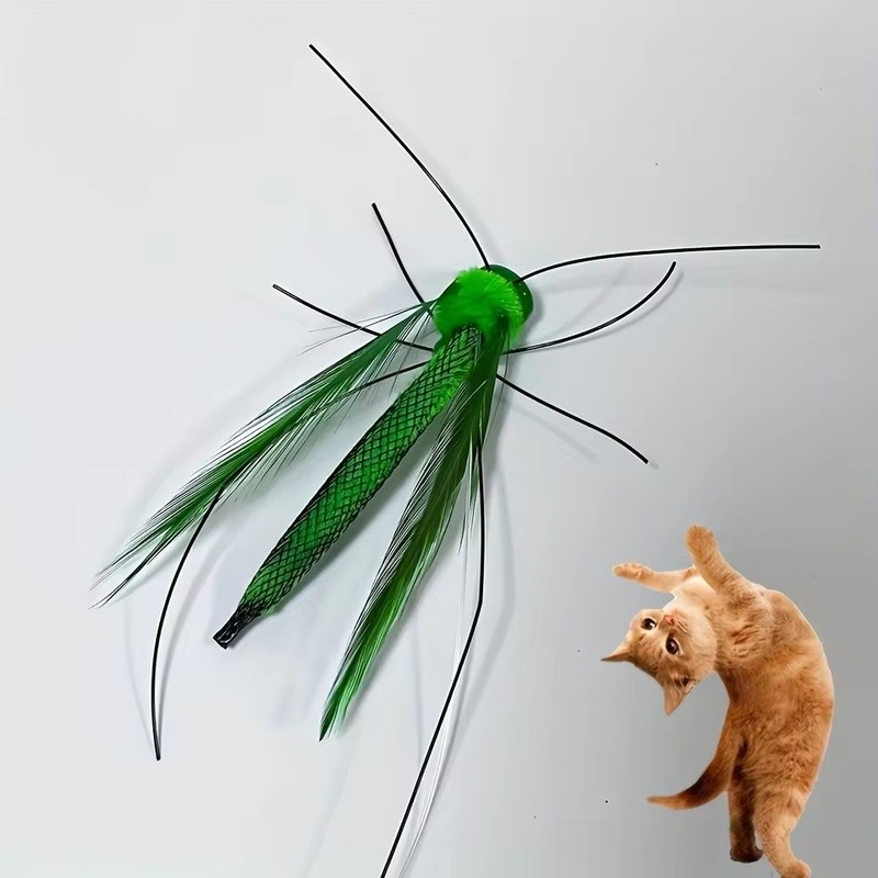 1pc/2pcs Kepala Pengganti Tongkat Penggoda Kucing Simulasi Belalang, Isi Ulang Tongkat Kucing Desain