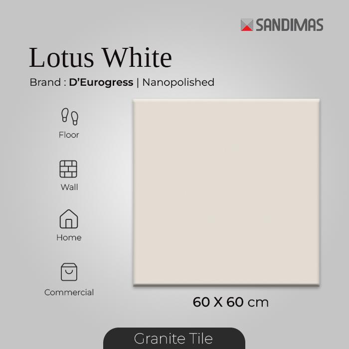 Red Granit Tiles  Lotus White 60x60 Nano Polish Sandimas D'Eurogress - 1-20