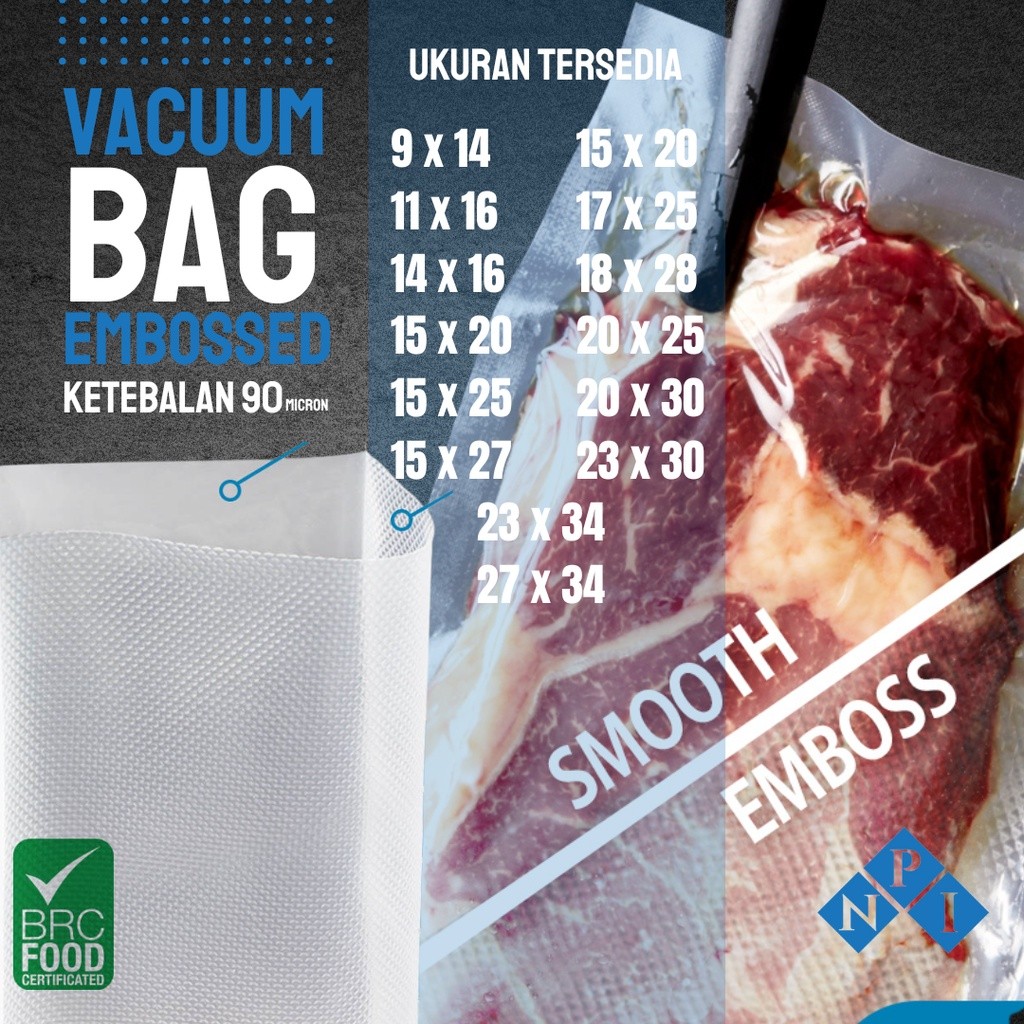 DELKOCHOICE Plastik Vacuum Embos Emboss Embossed Vacum Bag Sealer Makanan Ukuran Kecil
