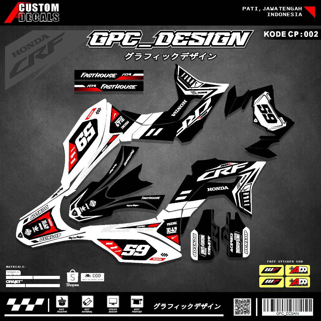 Sticker Decal Crf 150 L Full Body Decal Crf Custom Super Glossy Desain Kece Terbaru GPC 02