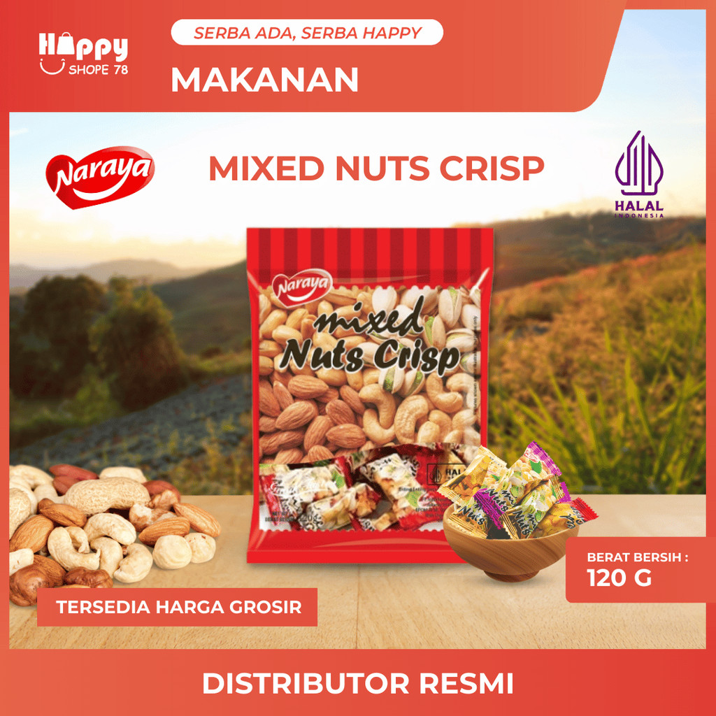 

NARAYA Mixed Nuts Crispy 120gr Snack Permen Tingting Kacang Renyah Praktis