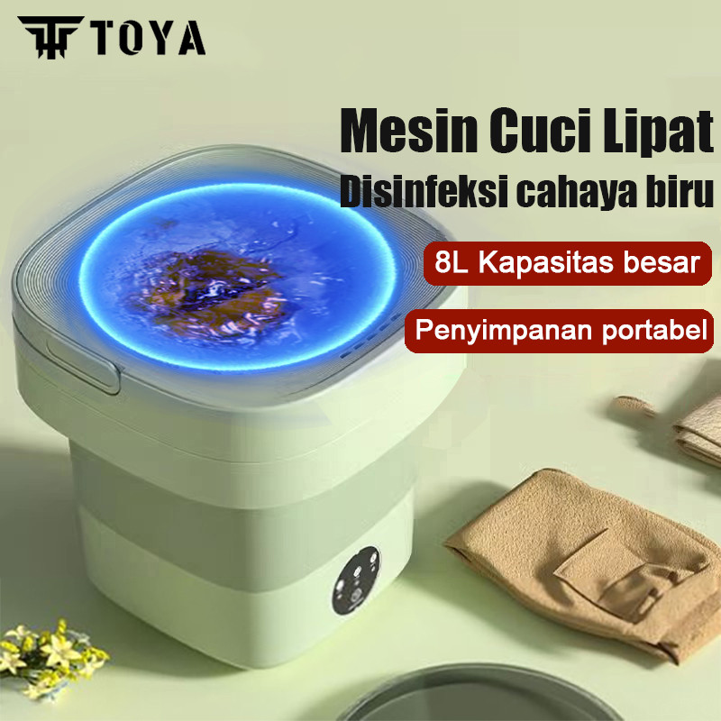 TOYA Mesin Cuci Mini Portable Lipat 8L Mesin Cuci Lipat Otomatis