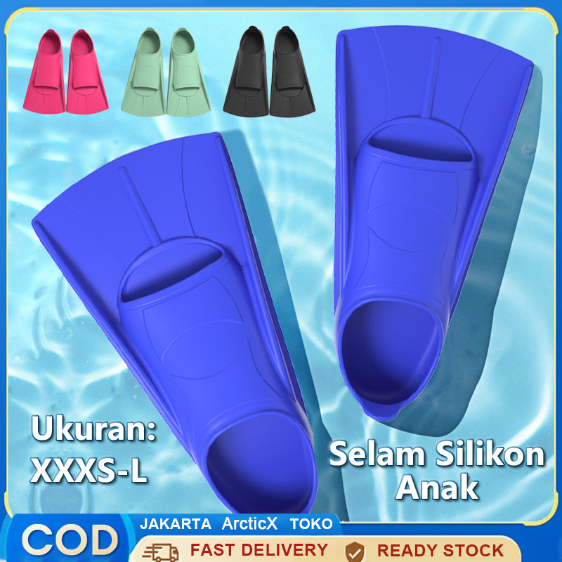 Kaki Katak Silicone Fin Anak Solid Silicone Fin Renang Diving DEWASA Anak Sepatu Katak XXS-XL