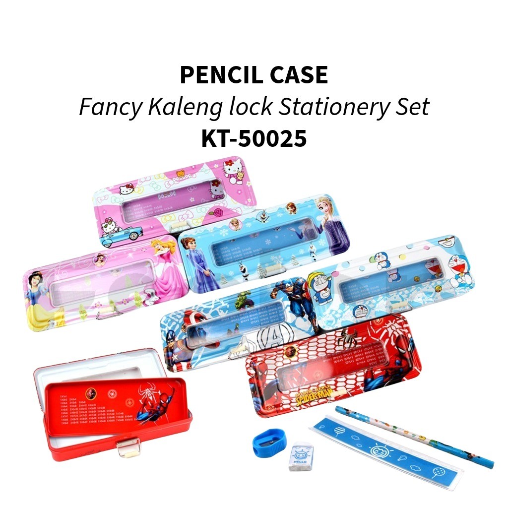 

♚Kotak Pensil Kaleng Set Lock 50025 / Tempat pensil fancy karakter♚