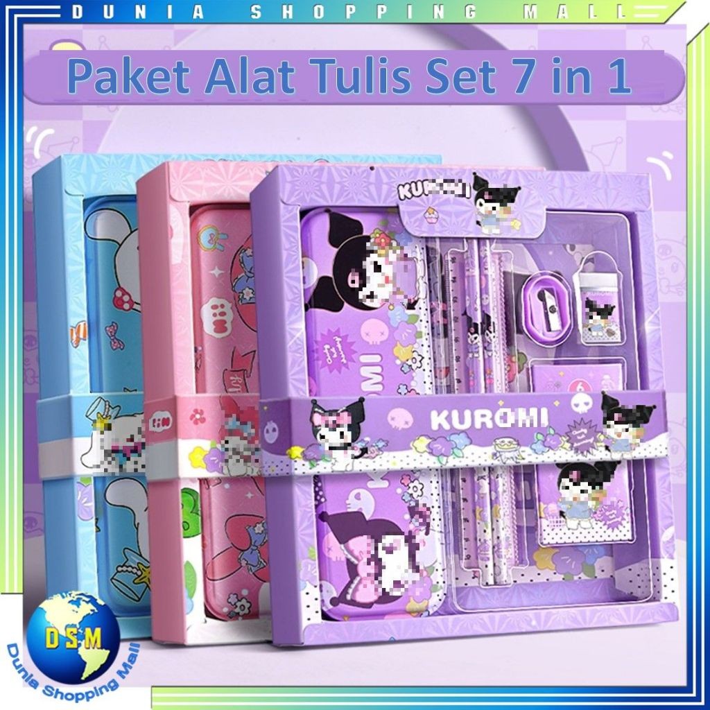

DSM Paket Alat Tulis Set 7 in 1 Set Stationery 7in1 Karakter Kartun Alat Tulis Anak Sekolah Penghapus Pengaris Kotak Pensil Penggaris Crayon