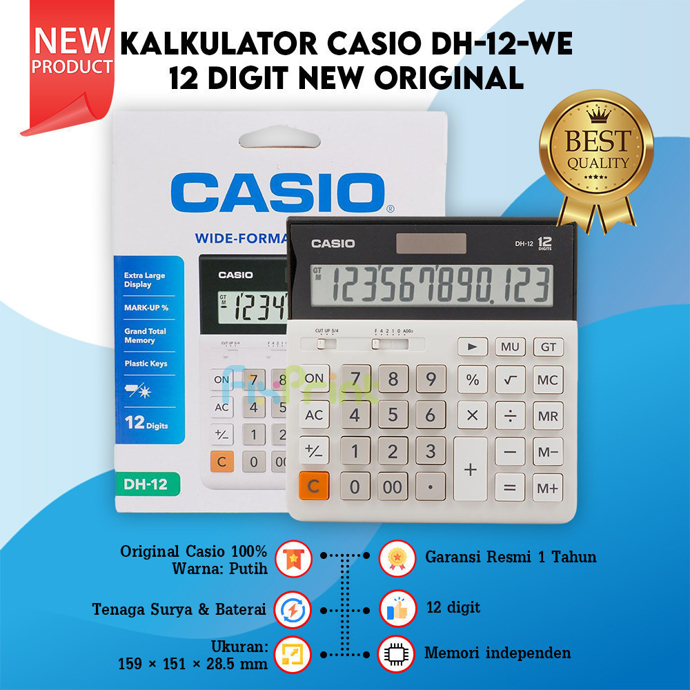

Calculator Casio DH-12 BK White 12 Digits Kalkulator Desktop Original