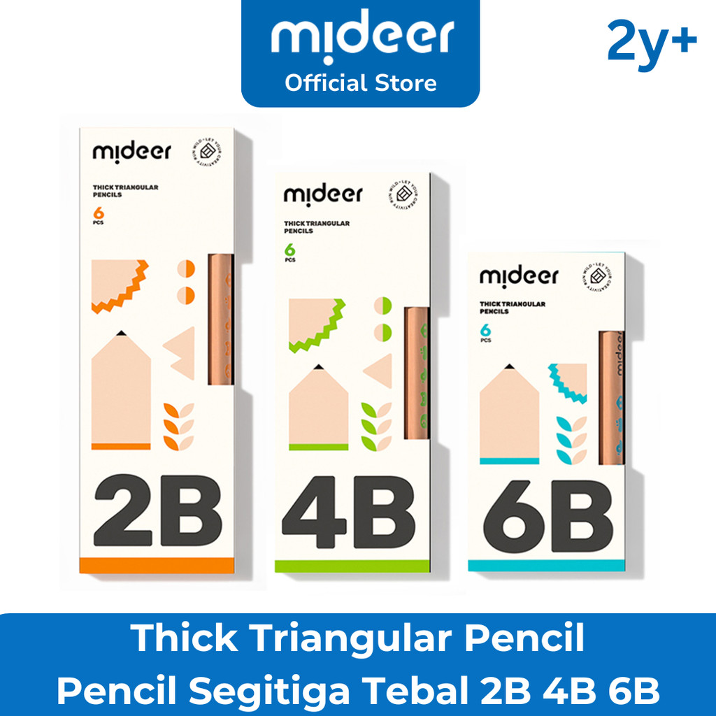 

Mideer Thick Triangular Pencil 2B 4B 6B Alat Tulis Pensil Segitiga Kayu Pensil Kumon Tebal Umur Usia 2+ Kado Souvenir Mainan Edukasi Anak