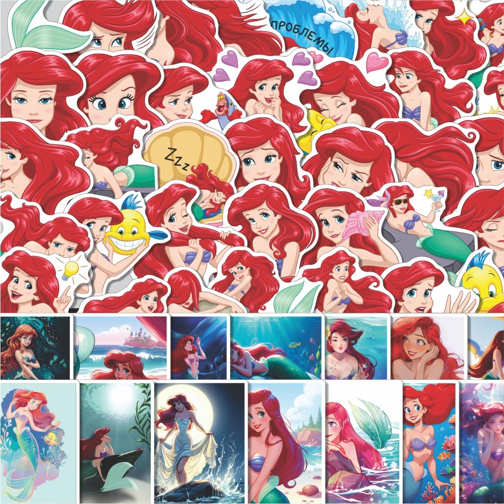 

Stiker Cutting Pack Stiker Princess Ariel the Mermaid Isi 100Pcs Series Aesthetic Lucu Keren Untuk Koper Bahan Vynil