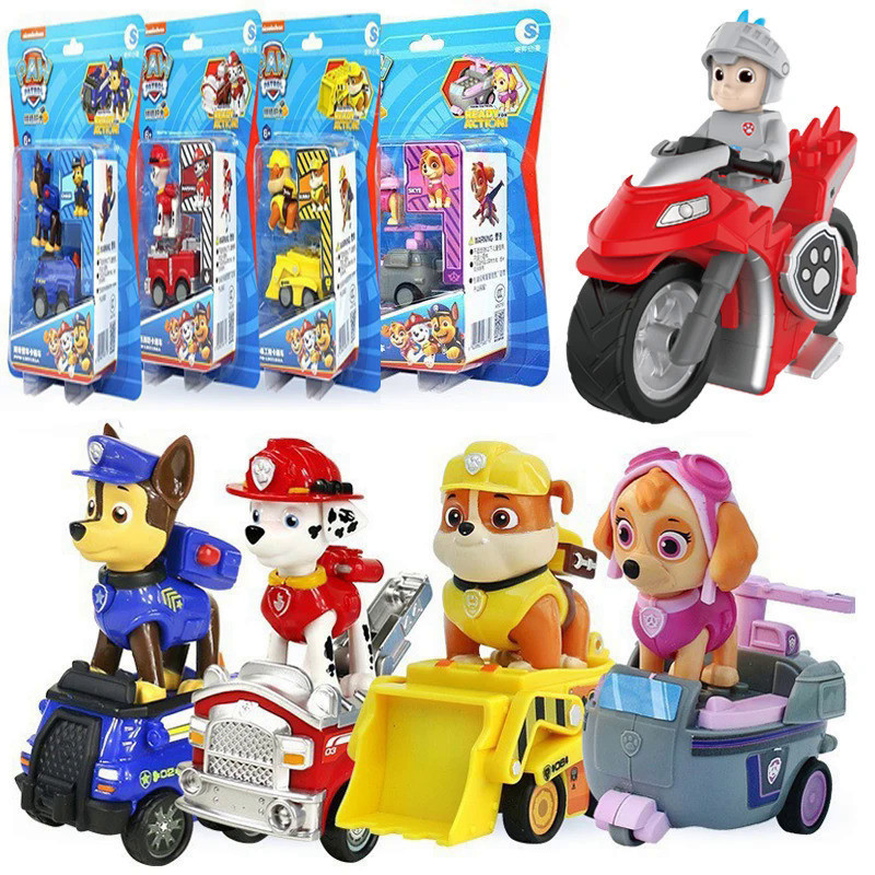 Mainan Anak Laki Laki  Kendaraan Paw Patrol Asli Chase Skye Marshall Mobil Tarik Kembali Set Mainan 